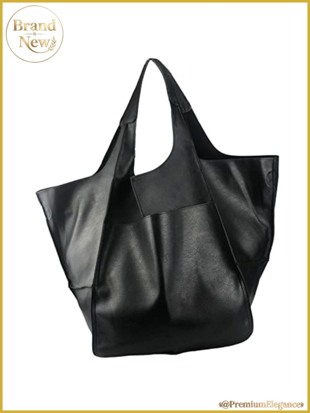 Oversized Leather Hobo Tote Bag Huge Capacity Work PU Leather